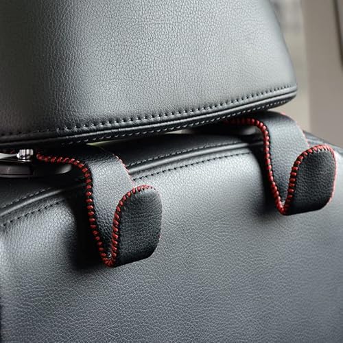 Multifunctional Car Seat Headrest Hooks Installation-Free Car Organizer Storage Organizer Wallet Jacket Interior Accessories Umbrella Grocery Bag Tote Bag (Black red line)
