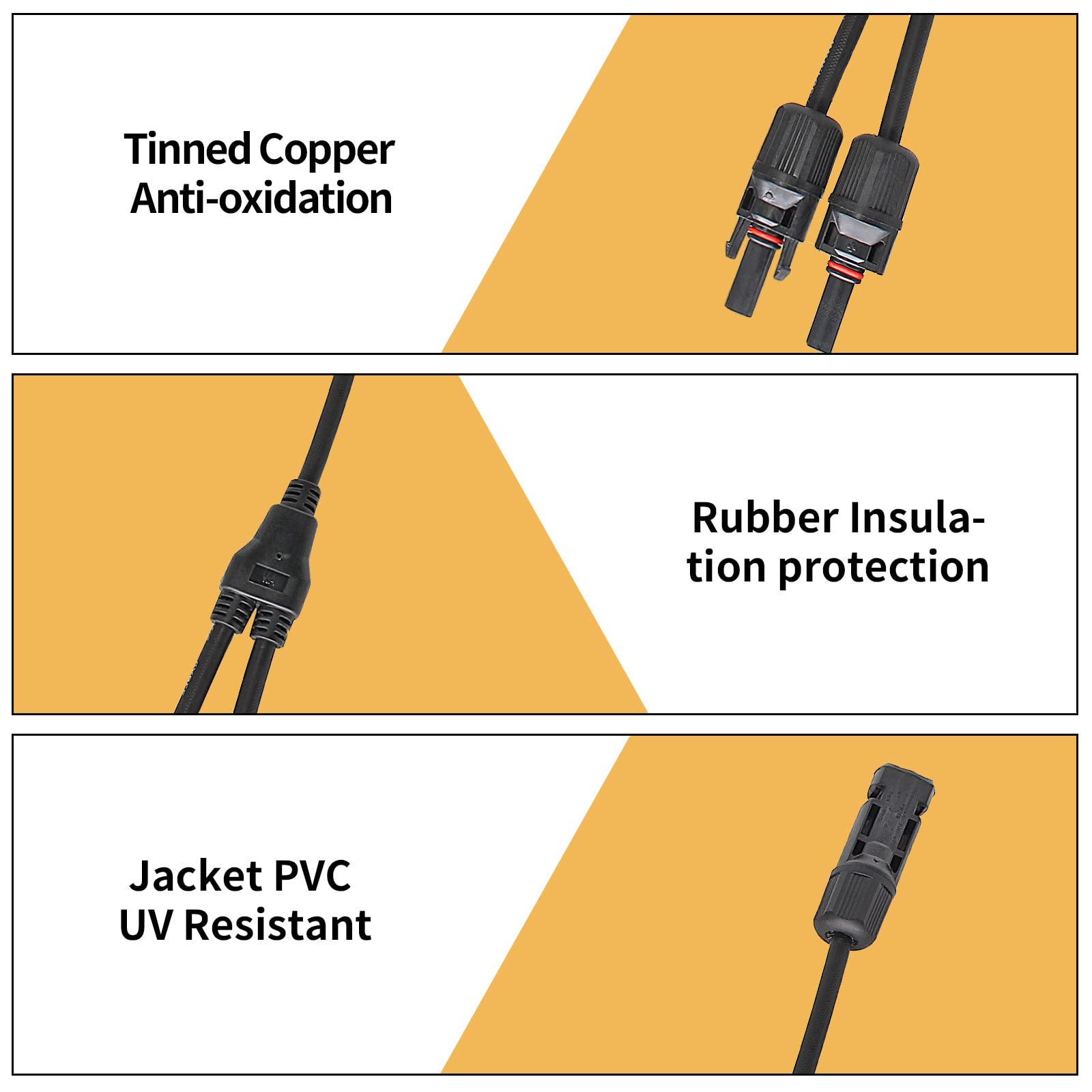 Conectores solares Y cable adaptador paralelo de rama en Y, conectores de rama Mc4 2 a 1, adaptador de enchufe fotovoltaico para panel solar MFF + MMF