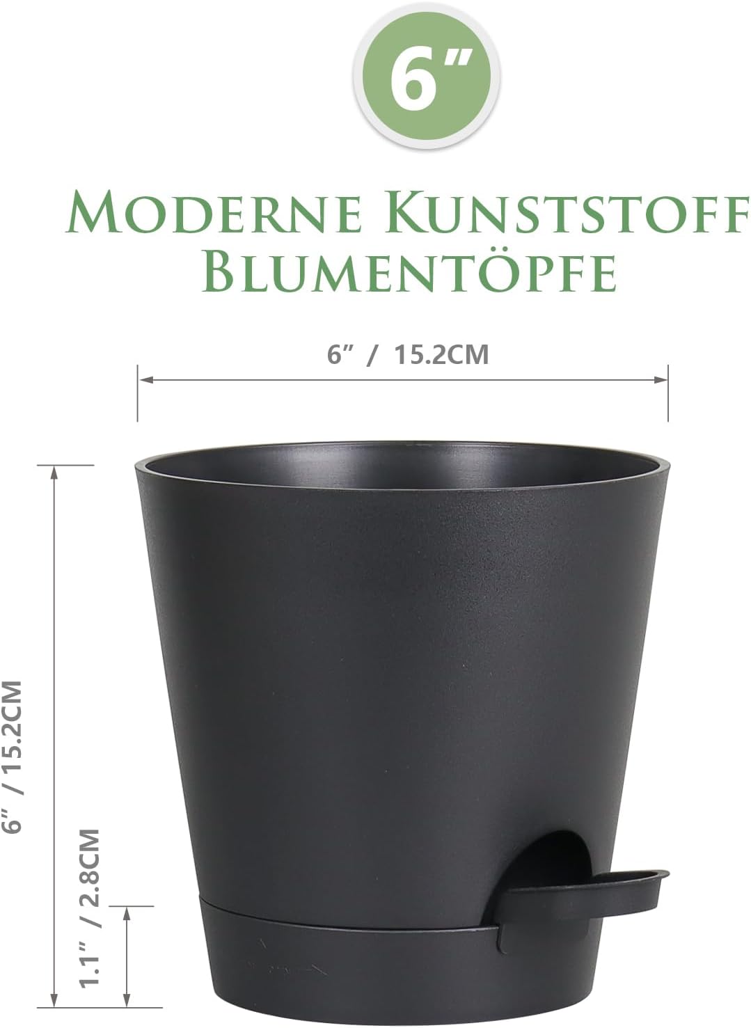 Homeuouz 6 Packs Blumentopf Selbstbewässernd, 15.2cm