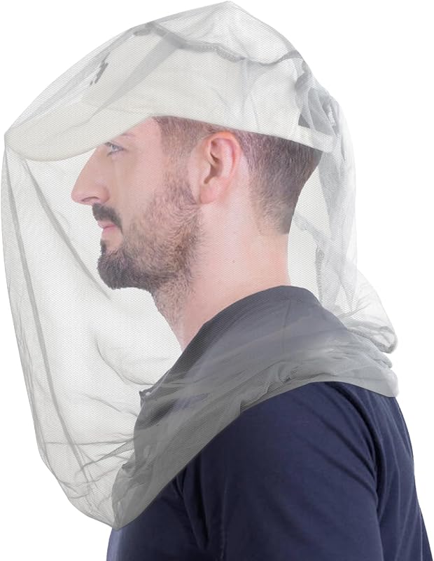 Mosquitera para insectos, paquete de 2, protección contra moscas e insectos | Ultra grande y largo, agujeros extrafinos, equipo al aire libre para camping, senderismo, pesca, jardinería, safari, se adapta a todos los sombreros, gris