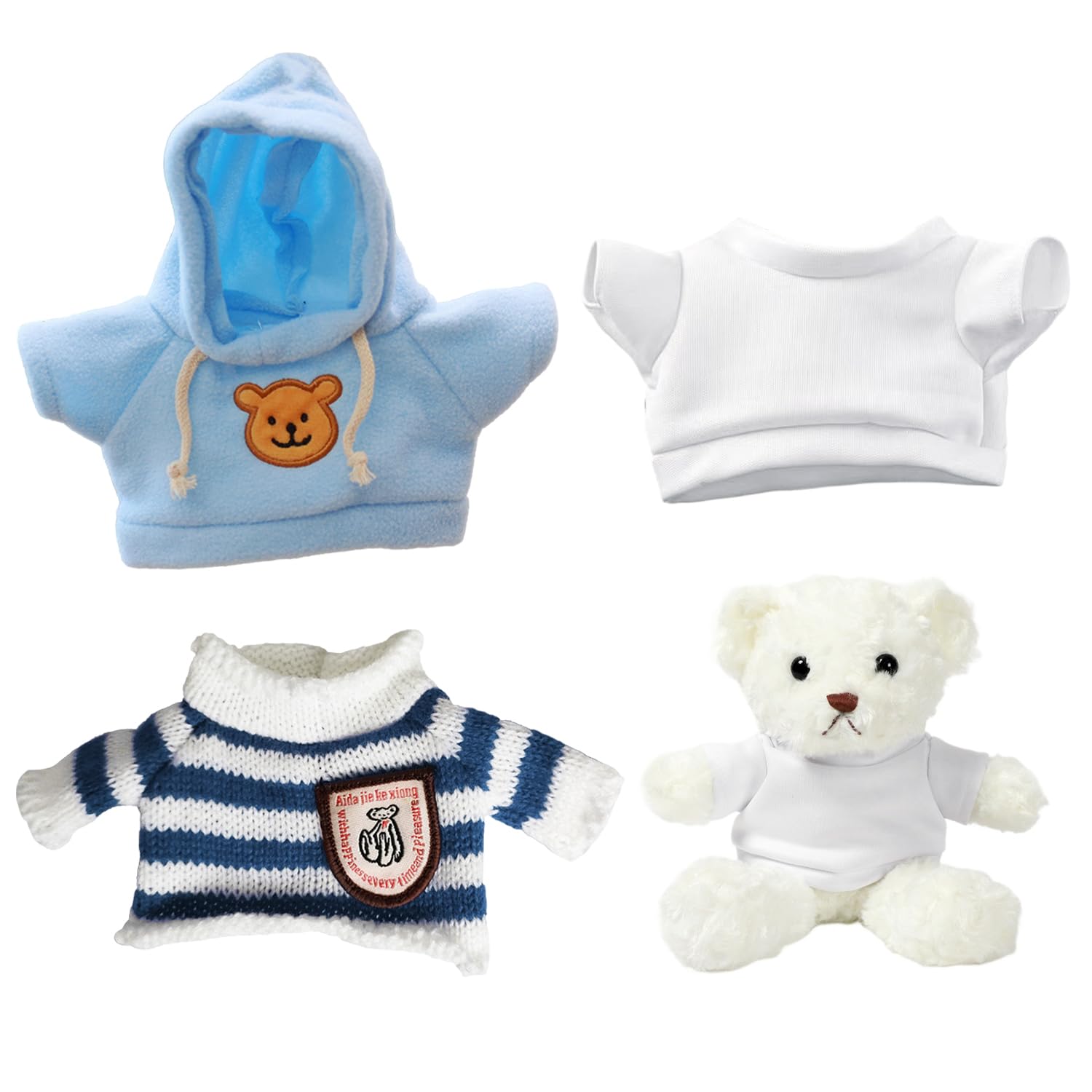 3 Pcs Cute Doll Clothes, Mini Plush Clothes, Doll Clothing Accessories, Fit Most 12-16 Inch Bears Make Your Own Plush Doll Outfits Accessories