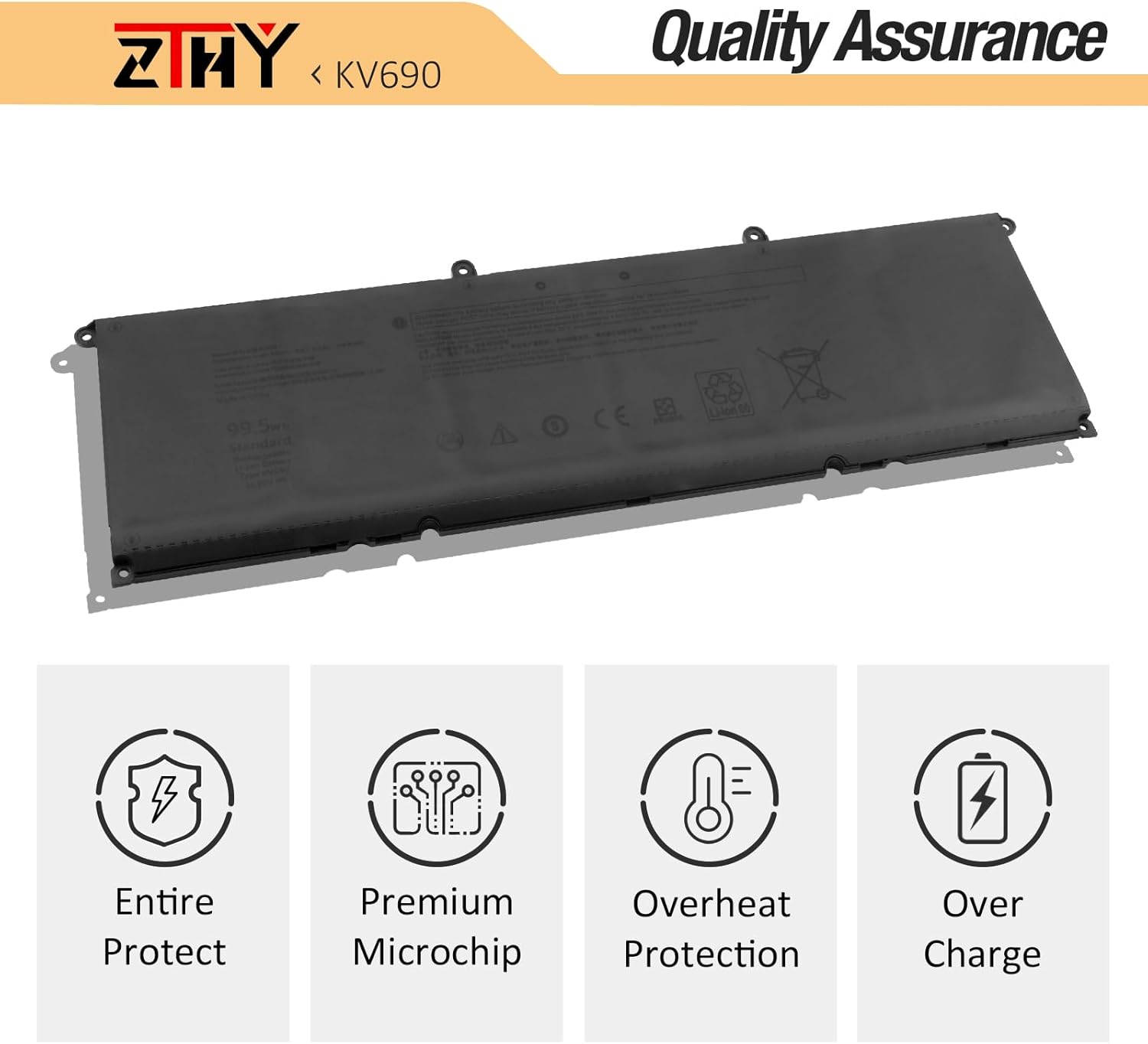 ZTHY KV690 Battery 99.5Wh 6-Cell Replacement for Dell Precision 5680 Precision 5690 Series Laptop 6D2HW 06D2HW N7KV9 0N7KV9 WPYCV 0WPYCV 11.55V 8399mAh