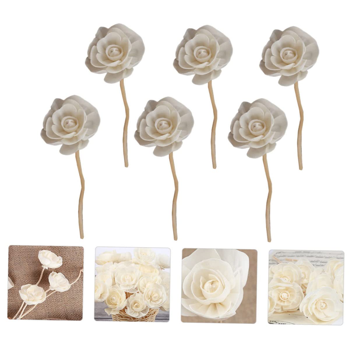 YARNOW Diffuseur de Parfum 6 Bâtonnets en Rotin de Fleur, Accessoires D'aromathérapie pour Diffuseur D'huile Essentielle, pour Salle de Bain et Hôtel