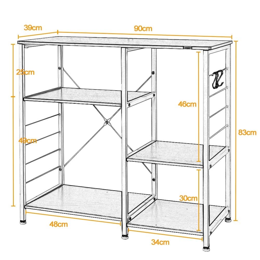 SogesHome Scaffale da Cucina Organizzatore per Cucina Supporto per Forno a Microonde per Cucina e Soggiorno, 90 x 40 x 83 cm