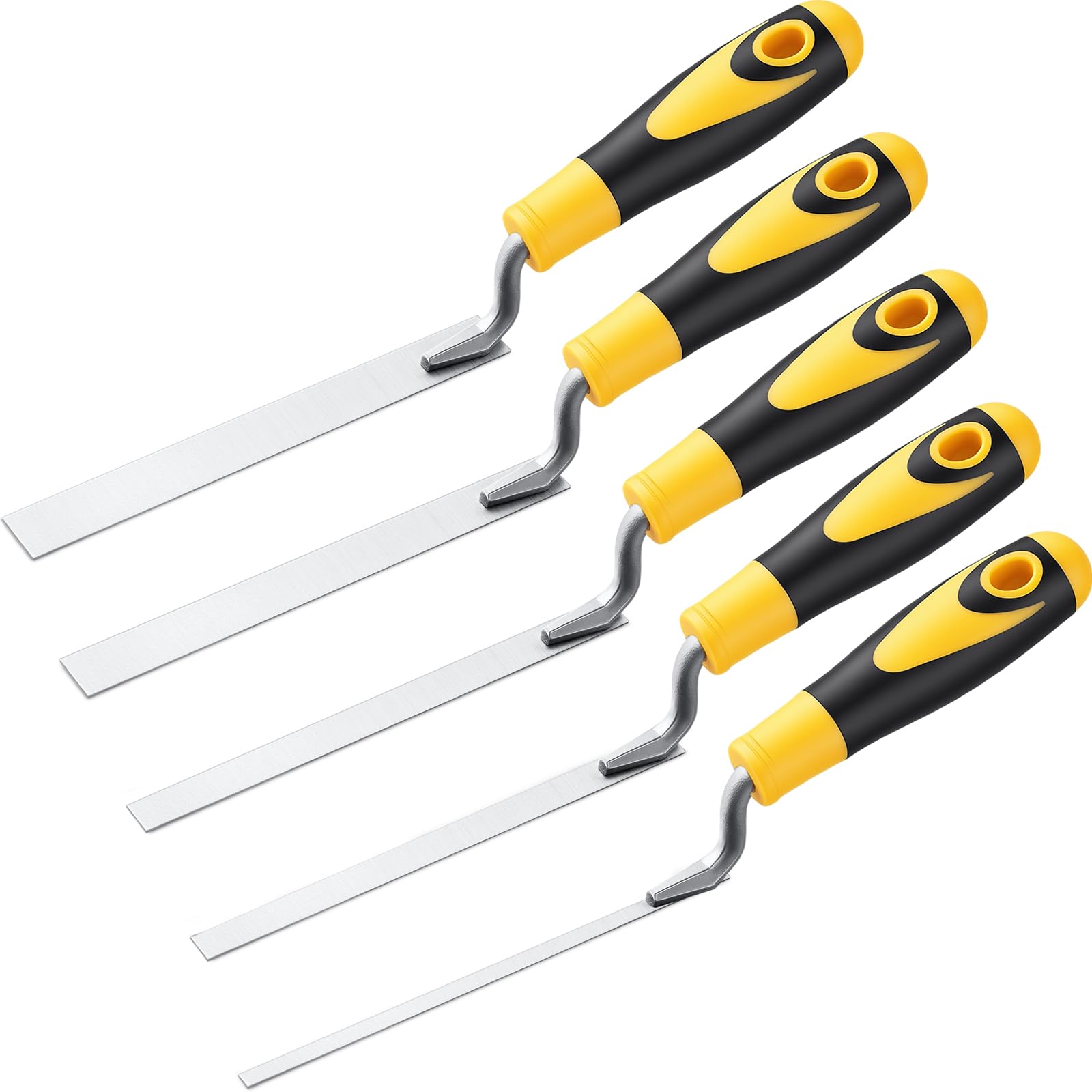 Lothee Juego de 5 palas de puntero con mango de goma de 6-3/4 x 1/4 pulgadas, 5/16, 3/8 pulgadas, 1/2 pulgadas, 5/8 pulgadas, herramientas profesionales de reparación de mortero y mampostería para