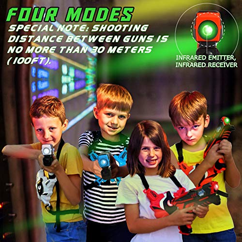 Image of VATOS Infrared Laser Tag Guns Set with Vests 4 Player, Laser Tag Game Set for Kids and Adults, Set of 4 Laser Tag Gun Toys Indoor Outdoor, Laser Countermeasure Tag Blasters, Toy Guns for Boys Girls