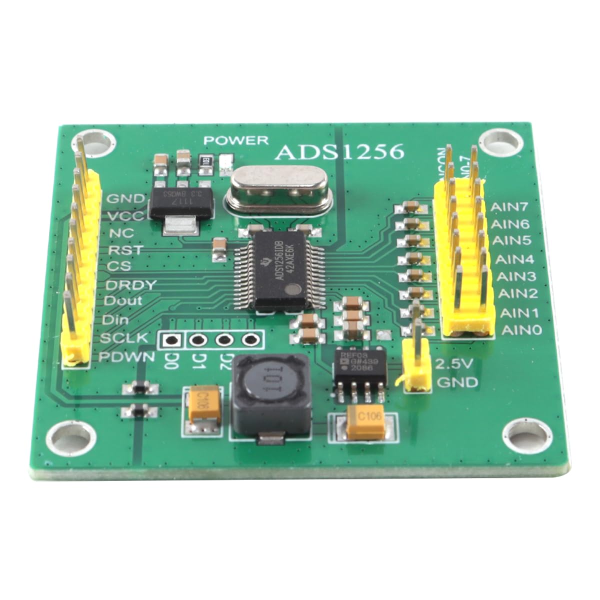 Ausi Modulo ADC a 8 canali e 24 bit ADS1256, scheda di acquisizione analogico-digitale ad alta precisione con campionamento a 30 ksps, interfaccia SPI