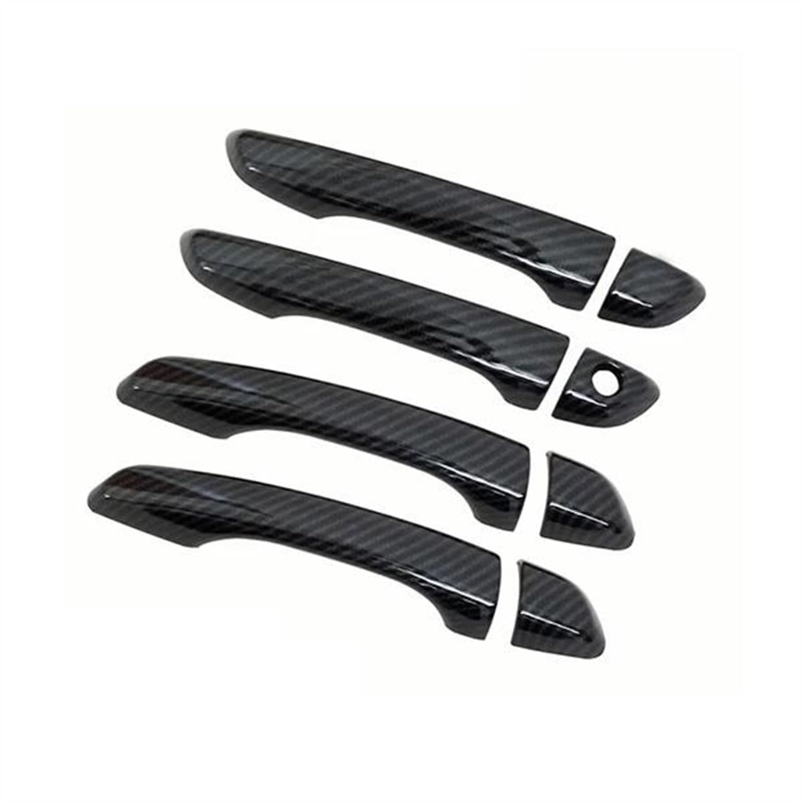 KJHOPY Gloss Black Chrome Carbon Fiber Door Handle Cover Stickers Catch 4X for Peugeot 208 MK2 P21 2020-2023 Car Accessories Exterior Door Handle(Carbon)