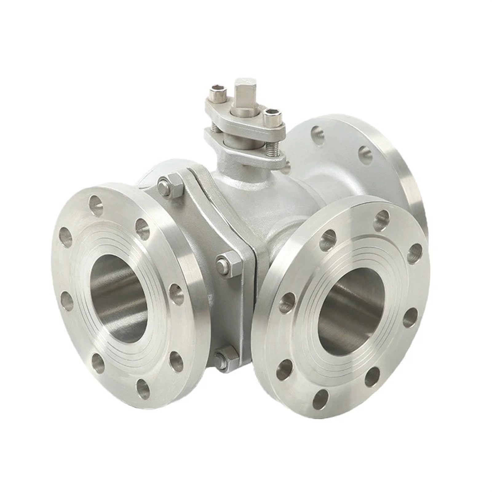 304 Stainless Steel DN100 Flanged 3-Way Ball Valve Q44F/Q45F T/L Type - Manual Control(Q45F-DN100 L Type)