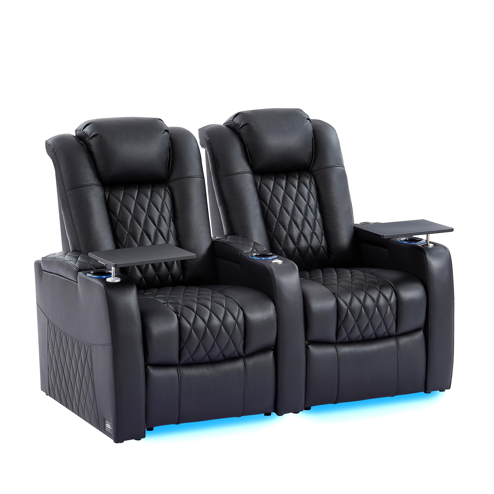 comfiroom Top Grain Leather Home Theater Seating Seats, Classic Series Dual Power Movie Gaming Sofa Movie Theater Chairs Recliner Sofa with Type-C USB
