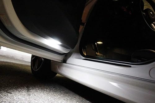 Miniatura 5 de iJDMTOY Conjunto de lámpara de cortesía LED de puerta lateral de 18-SMD compatible con BMW 1 3 5 6 7 Series Z4 X3 X5 X6, reemplazo OEM, alimentado