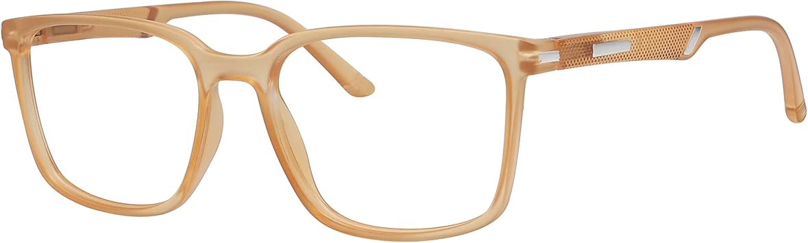 Eyekepper Reading Glasses Large Frame Square Readers Spring Hinges Men Women Champagne +1.25