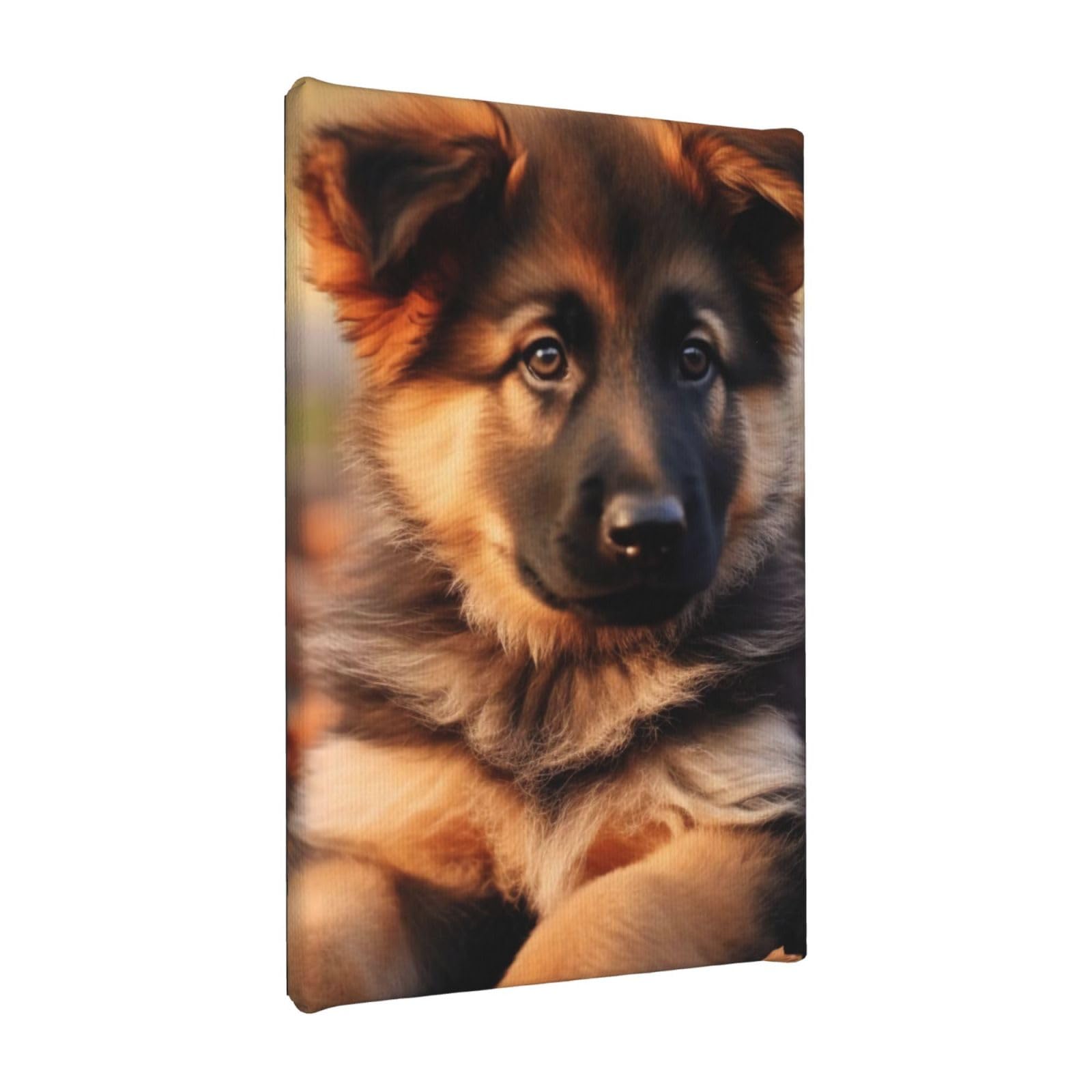 YKLJG cute german shepherd puppy Printed Wall Art Canvas Painting 20x30 CM Wooden Framed Picture Painting Artwork Prints for Bedroom Kitchen Home Office Decor