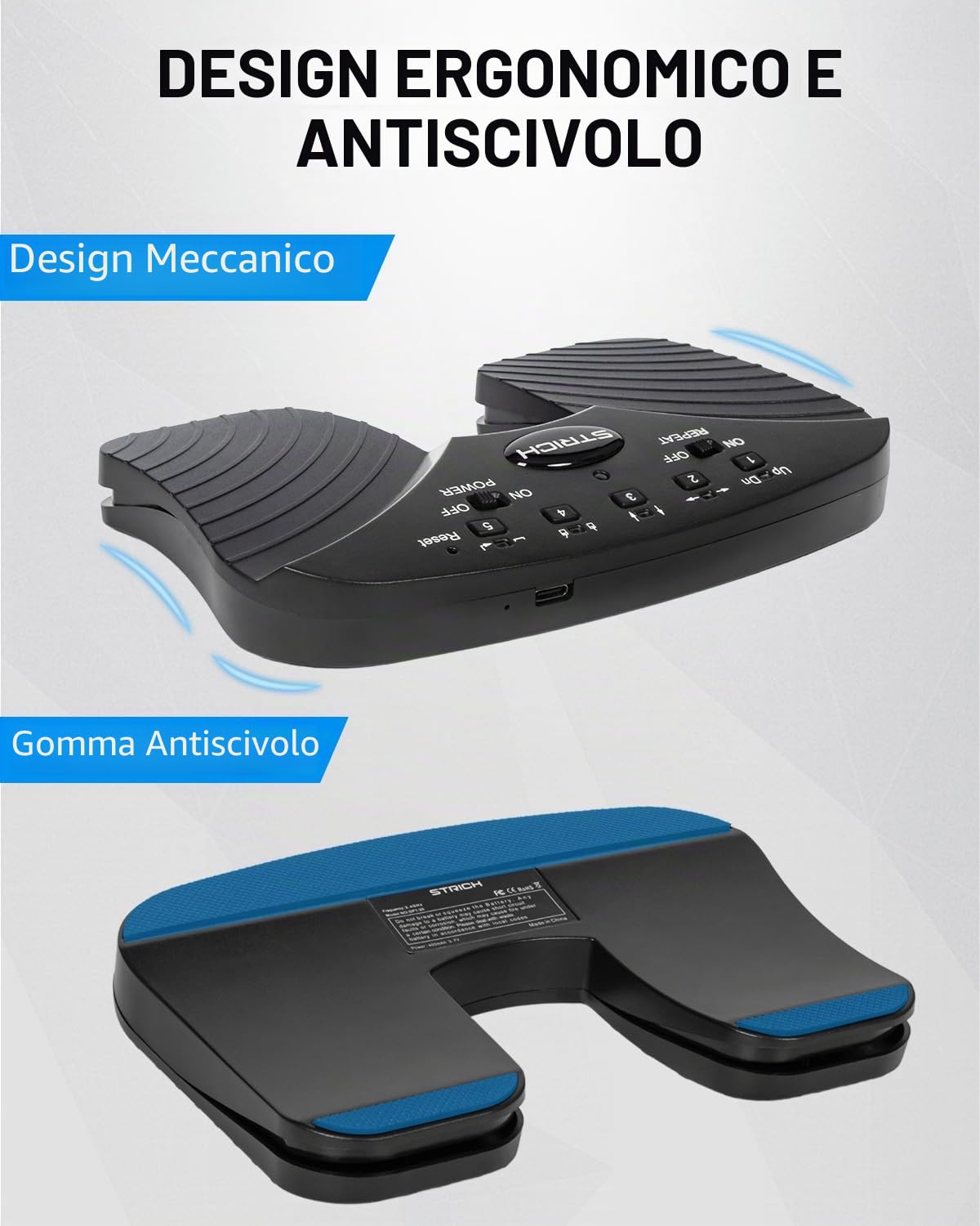 STRICH SPT-20 Pedale senza fili, interruttore a pedale silenzioso per iPad, telefono, Kindle, tablet, PC, nuova versione, ricaricabile USB Music Page Turner, Nero