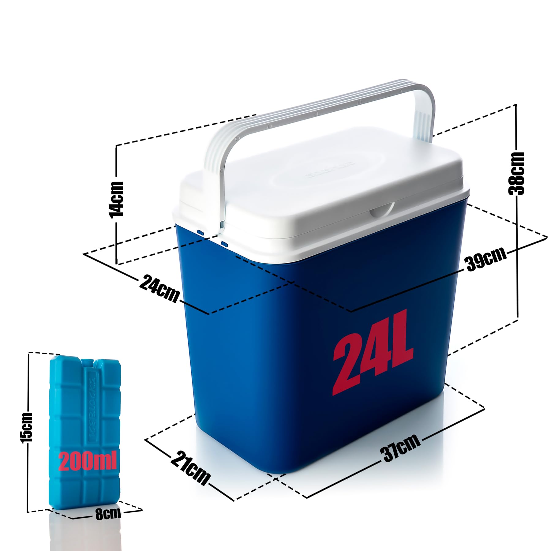 BigDean Kühlbox 24 Liter blau/weiß - Isolierbox mit bis zu 14 Std. Kühlung - Kühltasche für unterwegs - Outdoor Thermobox für Camping, Picknick & Garten - Made in Europe