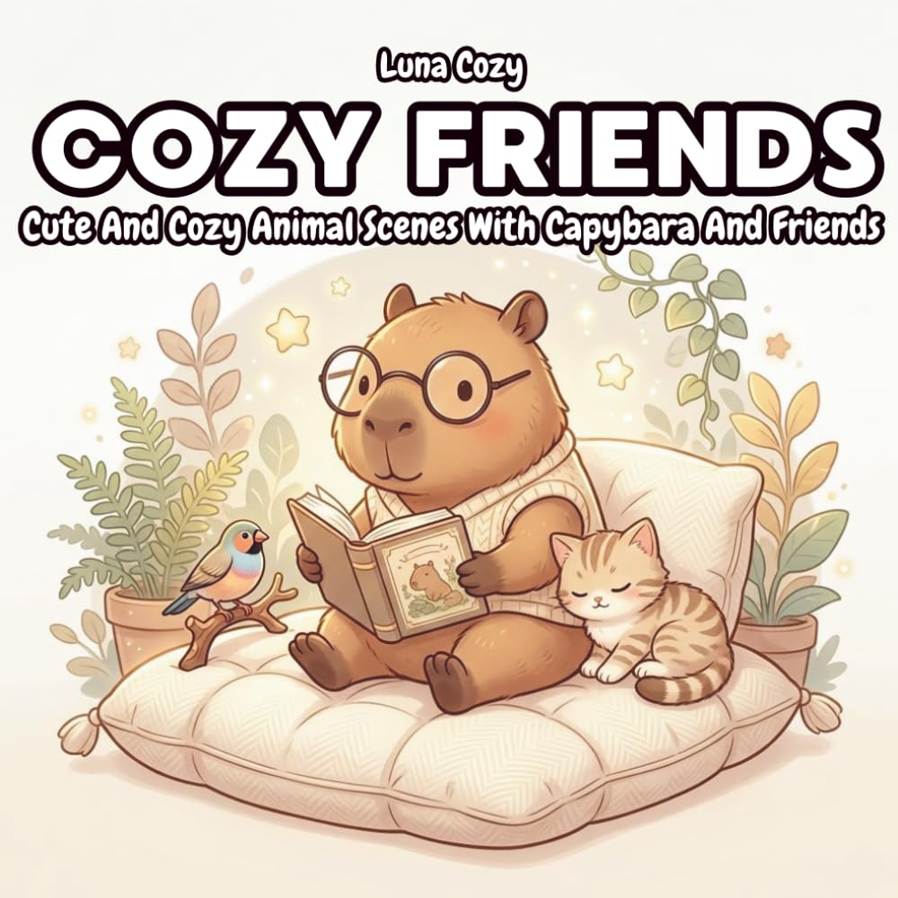 Cozy Animals Coloring Book: Cute And Cozy Animals Coloring Book For Adults With Capybara And Friends, Relaxation Coloring Book For Adults (Cozy Friends Coloring Series)