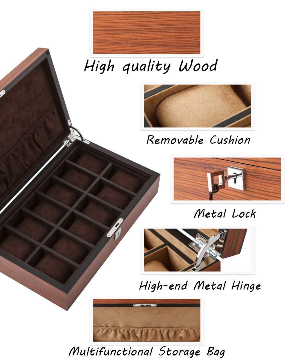 12 Gürtel Kohle faser Luxus Uhren box Schmuck Aufbewahrung sbox Organizer für Uh