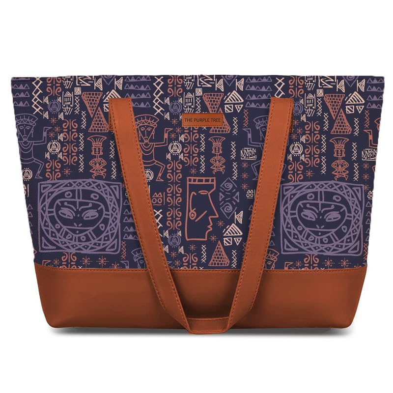 The Purple Tree Handcrafted Women’s Tote Bag with Vegan Leather Handles & Indian Prints, Shoulder Tote Bag and Handbag for Office and College (Pack of 1) The Purple Tree Handcrafted Women’s Tote Bag with Vegan Leather Handles & Indian Prints, Shoulder Tote Bag and Handbag for Office and College (Pack of 1)