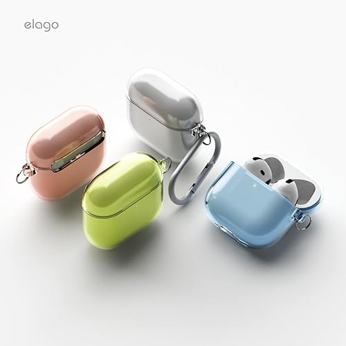 Miniatura 8 de elago Funda Transparente Compatible con Estuche AirPods 4 - Compatible con Estuche AirPods de 4ª Generación, Mosquetón Incluido, Amarillamiento