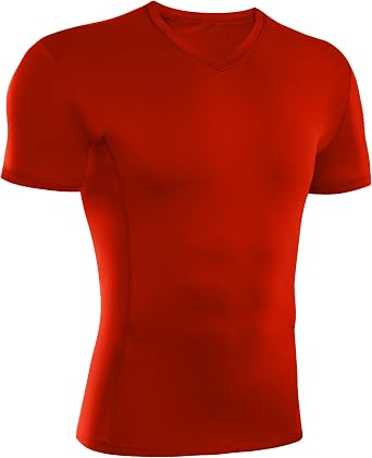 Compression Shirts for Men V Neck Short Sleeve, Quick Dry Athletic Tops Undershirt for Workout Running