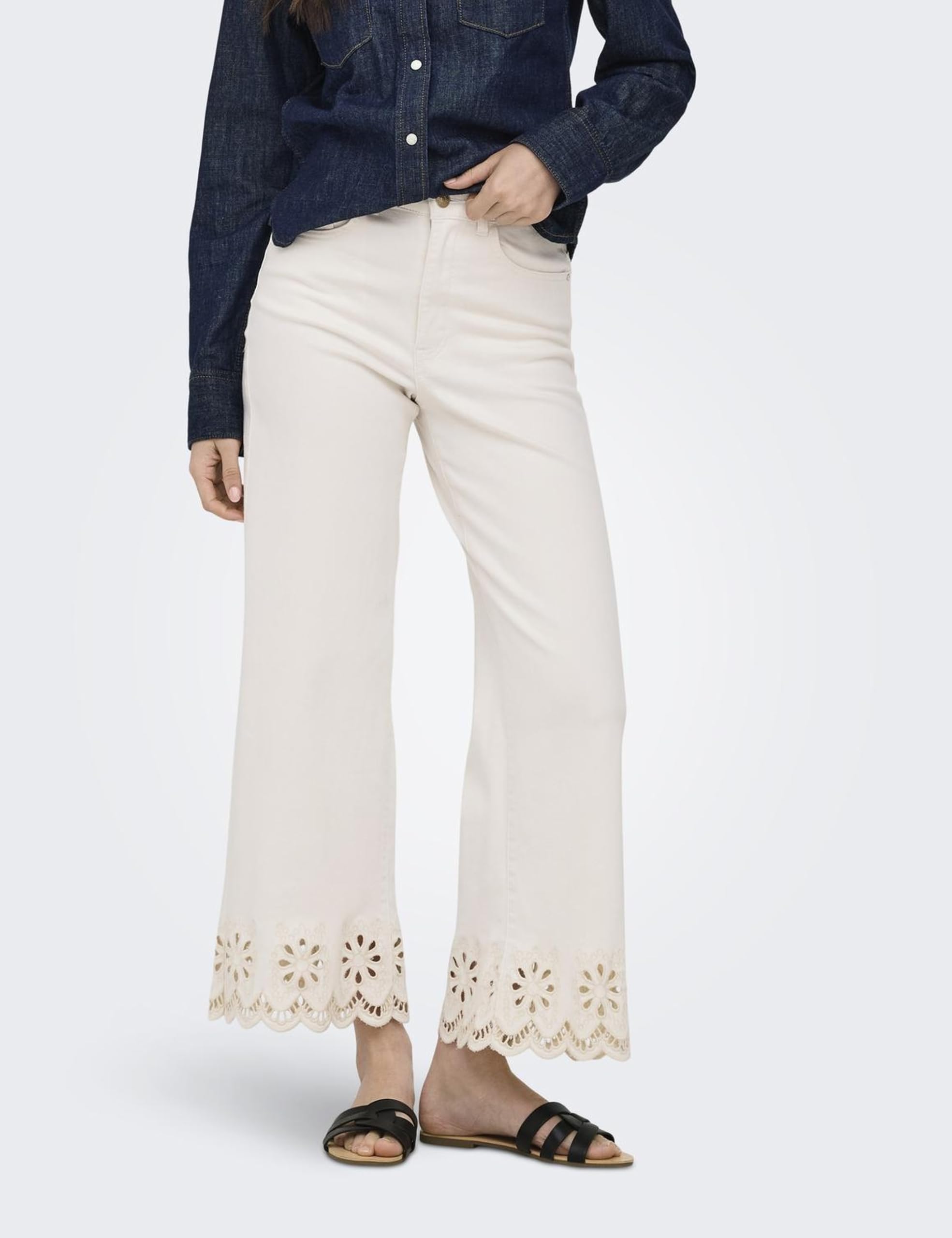 Only Onlmadison HW Crop Wide Bro Angl DNM Gua Donna