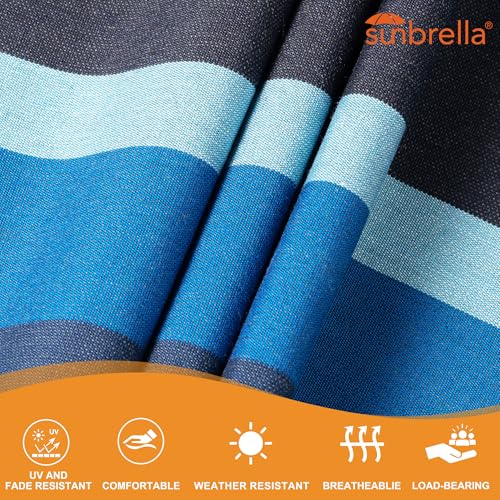 Image of Lazy Daze Hammocks 12 FT Sunbrella Fabric Quilted Hammock Double Sunbrella Quilted Hammock with Spreader Bars & Pillow, All Weather and Fade Resistant for Outdoor, 450 lbs Capacity, Gateway Indigo