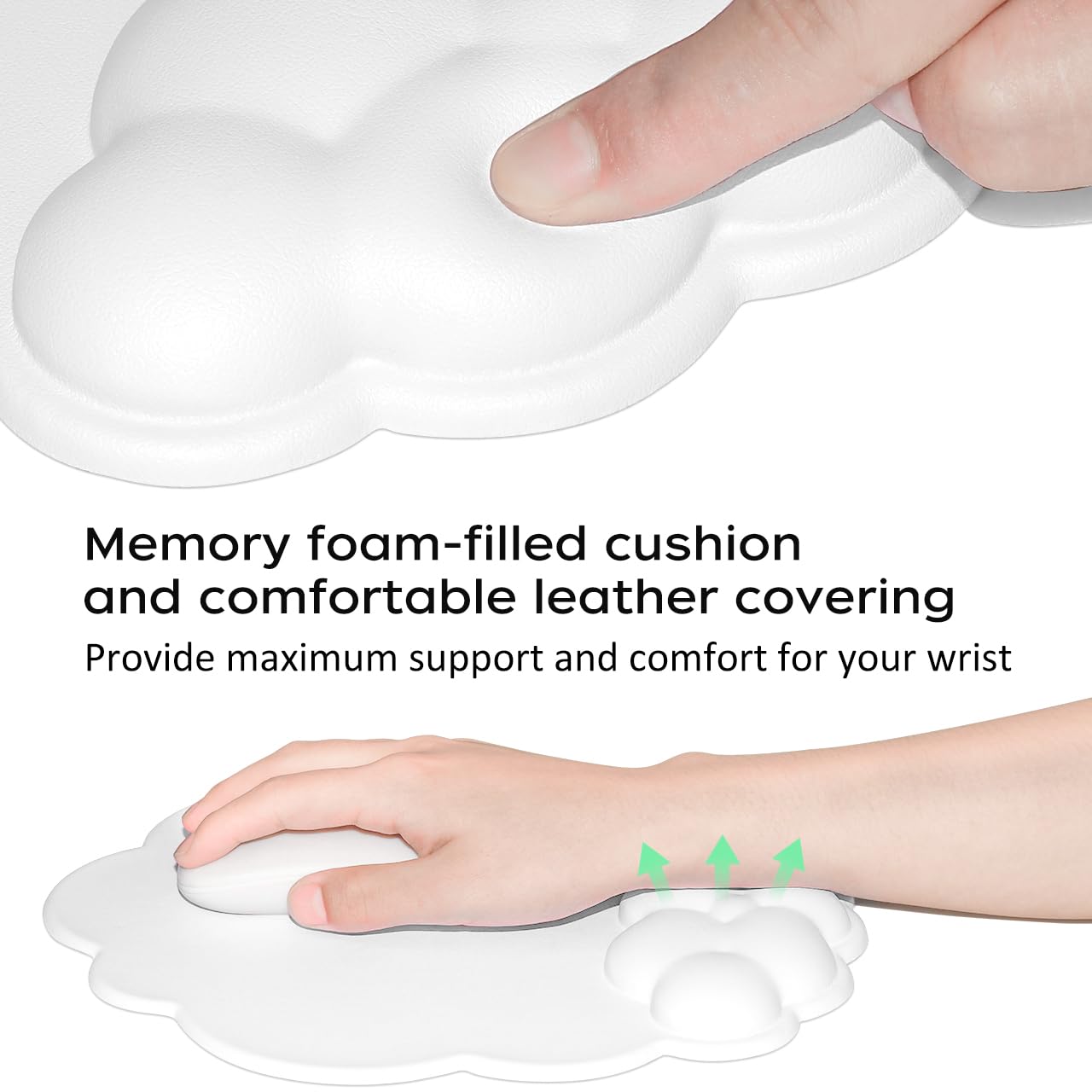 JIKIOU Tappetino per mouse a forma di nuvola, supporto per il polso, in pelle, con poggiapolsi per tastiera, comodo poggiapolsi in memory foam, per computer, laptop, Mac, gaming, ufficio e sollievo