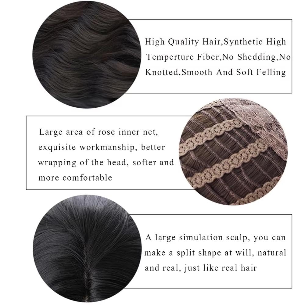 Accesorios Pelucas Peluca Pelo Rizado Onda Corta Marrón Negro Para Hombres Pelucas Uso Diario Fiesta(Brown)