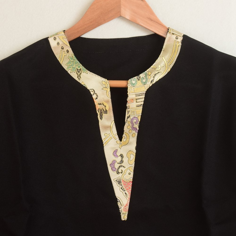 BLESSUME Tunica Medievale Camicia Vichingo Cavaliere Costume con Cintura (2XL, Nero)