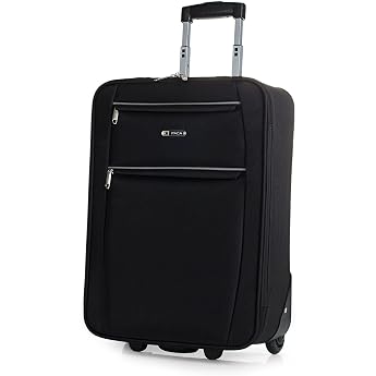 ITACA - T71950 Trolley suitcase 50 cm cabin EVA polyester. Hand luggage. Half-rigid resistant and light. Telescopic handle 2 handles and 2 wheels. Low cost flights Color Black