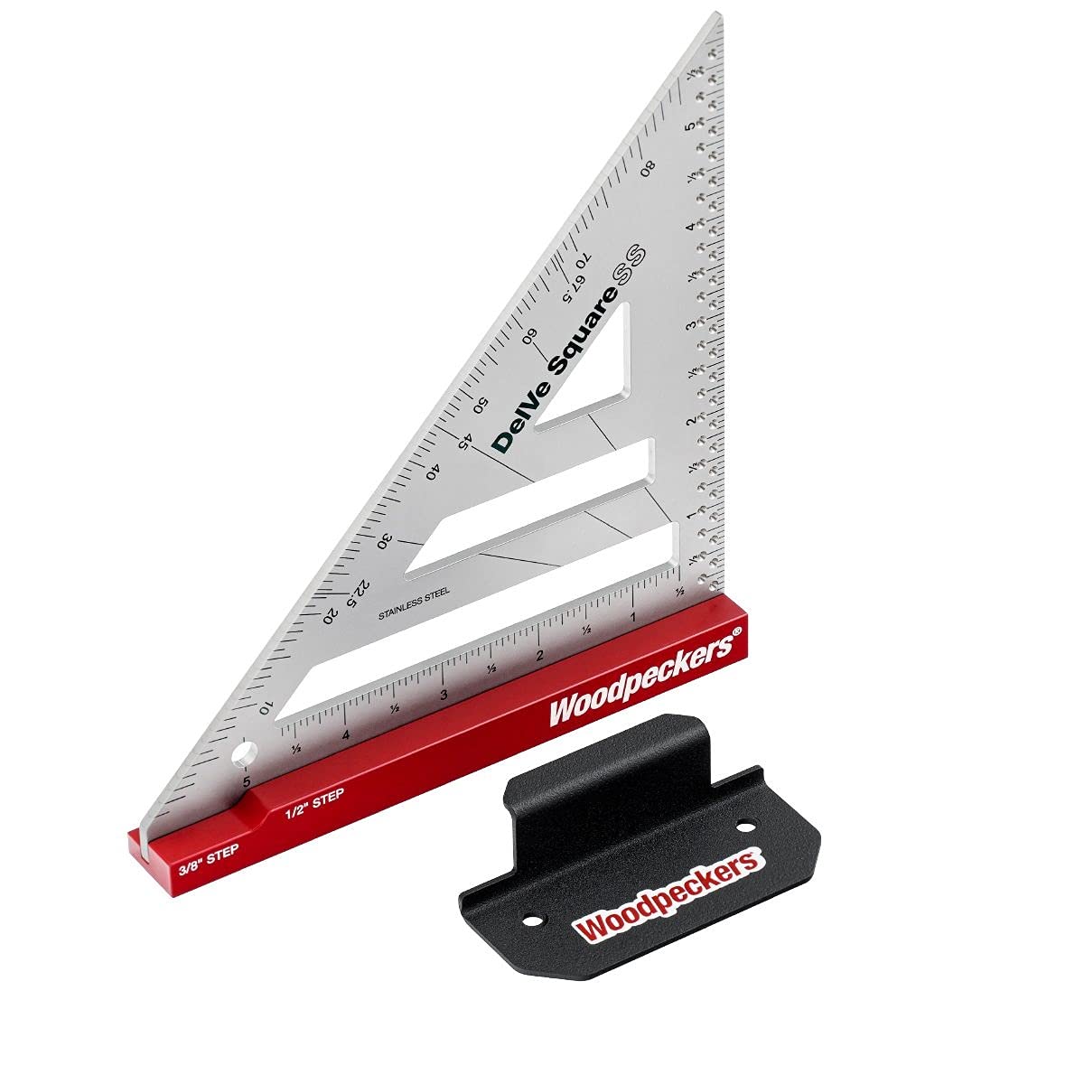 Woodpeckers Delve Square, 10-in-1 Woodworking Layout Tool, 6 Inch, Stainless Steel, Feature Packed Carpenter Square