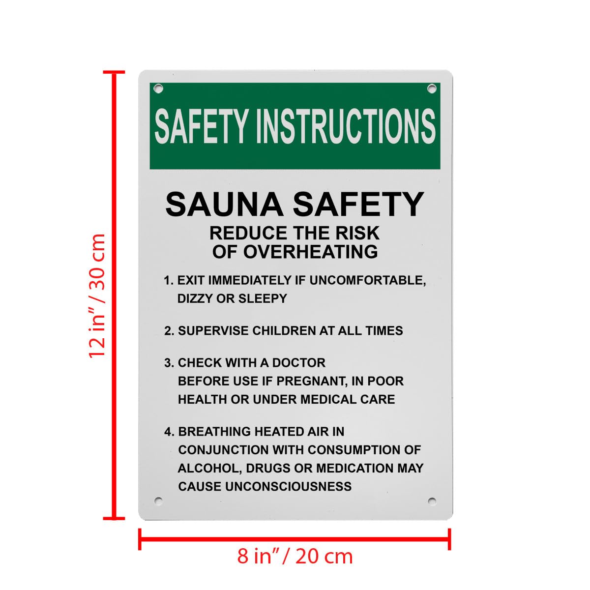 OSHA Sauna Safety Reduce The Risk Sign, 8.5 x 11 in