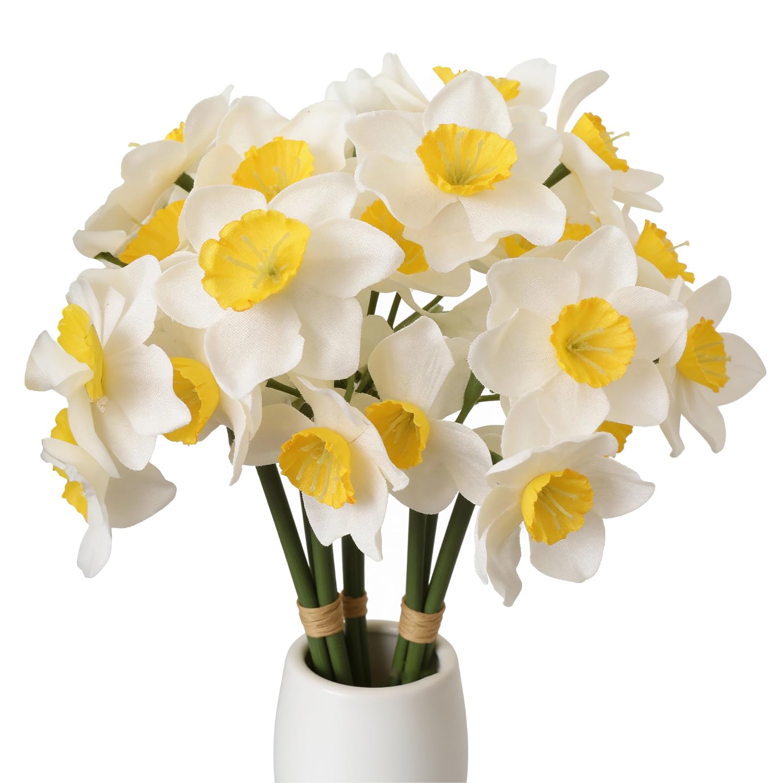 Bdfgh 6Pcs 5 Heads Artificial Daffodils Fake Daffodil Flower for Home Party Wedding Office Garden, Floral Arrangements, Table Centerpieces DIY Floral Arrangement,Table Centerpieces