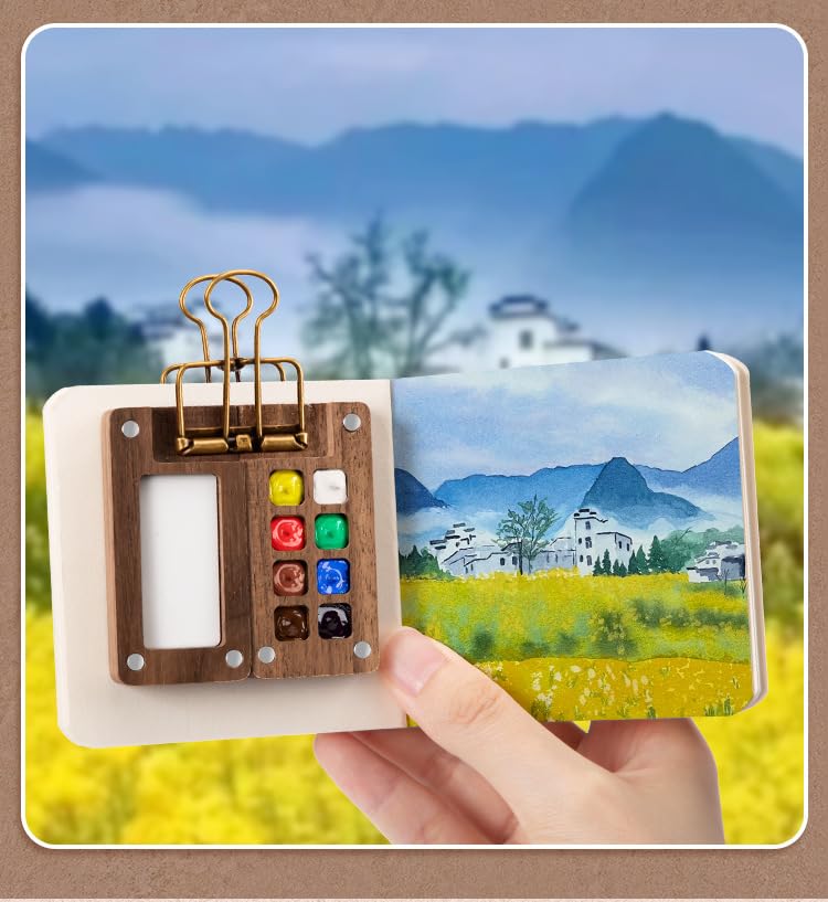 Kit De Peinture Miniature à 15 Grilles, Kit Aquarelle Portable