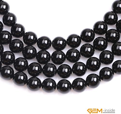 Miniatura 138 de GEM-Inside - Cuentas sueltas de piedra de lava negra natural de 0.315 in para hacer joyas, 15 pulgadas Cordierita de grado A