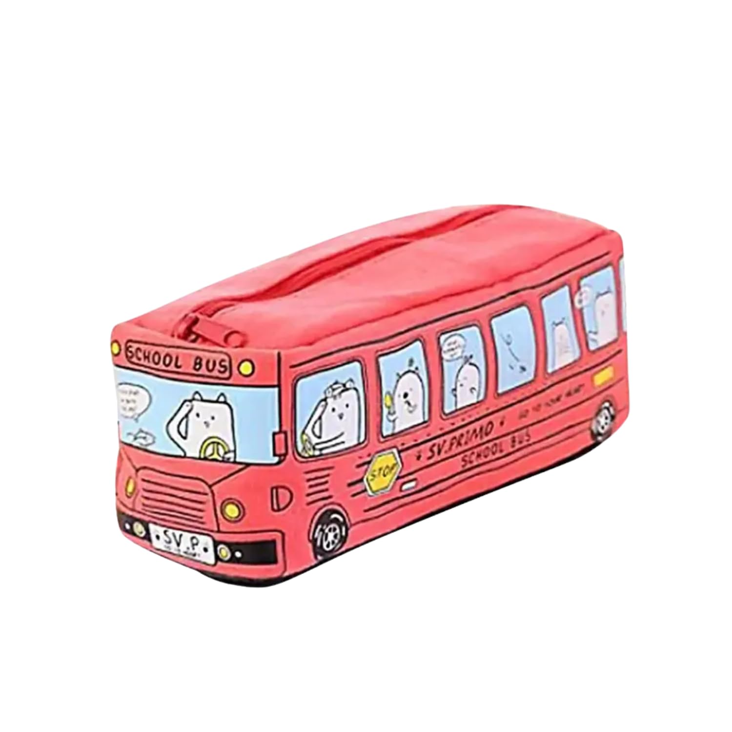 Sakuya Cartoon Animal Bus Pencil Pouch - Adorable Unisex Canvas Pencil Case for Creative Stationery Organization |Pencil Case|Pencil Bag for Students and Teens with Wide Opening (Pink (B0CR4WY22C) Amazon Price History, Amazon Price Tracker