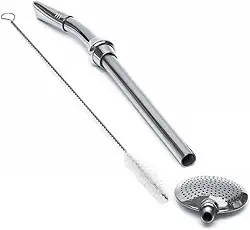 Bomba De Chimarrão Aço Inox 304 Desmontável Com Escovinha