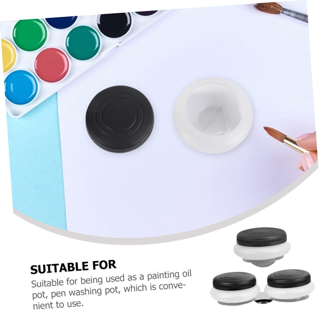 PHENOFICE 2Pcs Stainless Steel Oil Palette Cups with Lid Durable Artists Palette Clip Container for Outdoor Painting Easy to Clean Drawing Pigment Holders