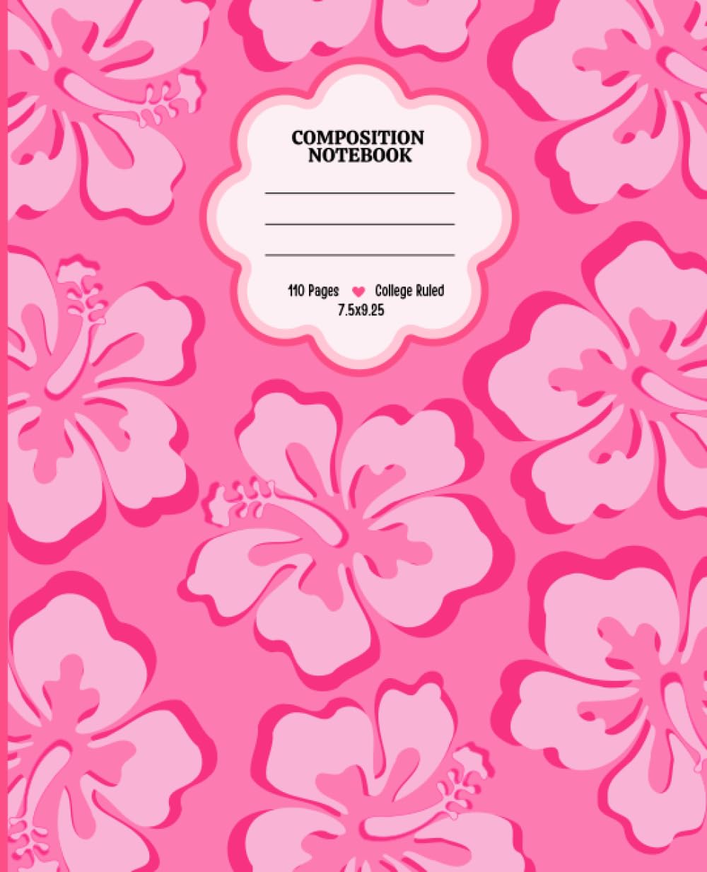 Preppy Composition Notebook: College Ruled, Aesthetic, Preppy School Supplies for Teen Girls, Hot Pink Flowers
