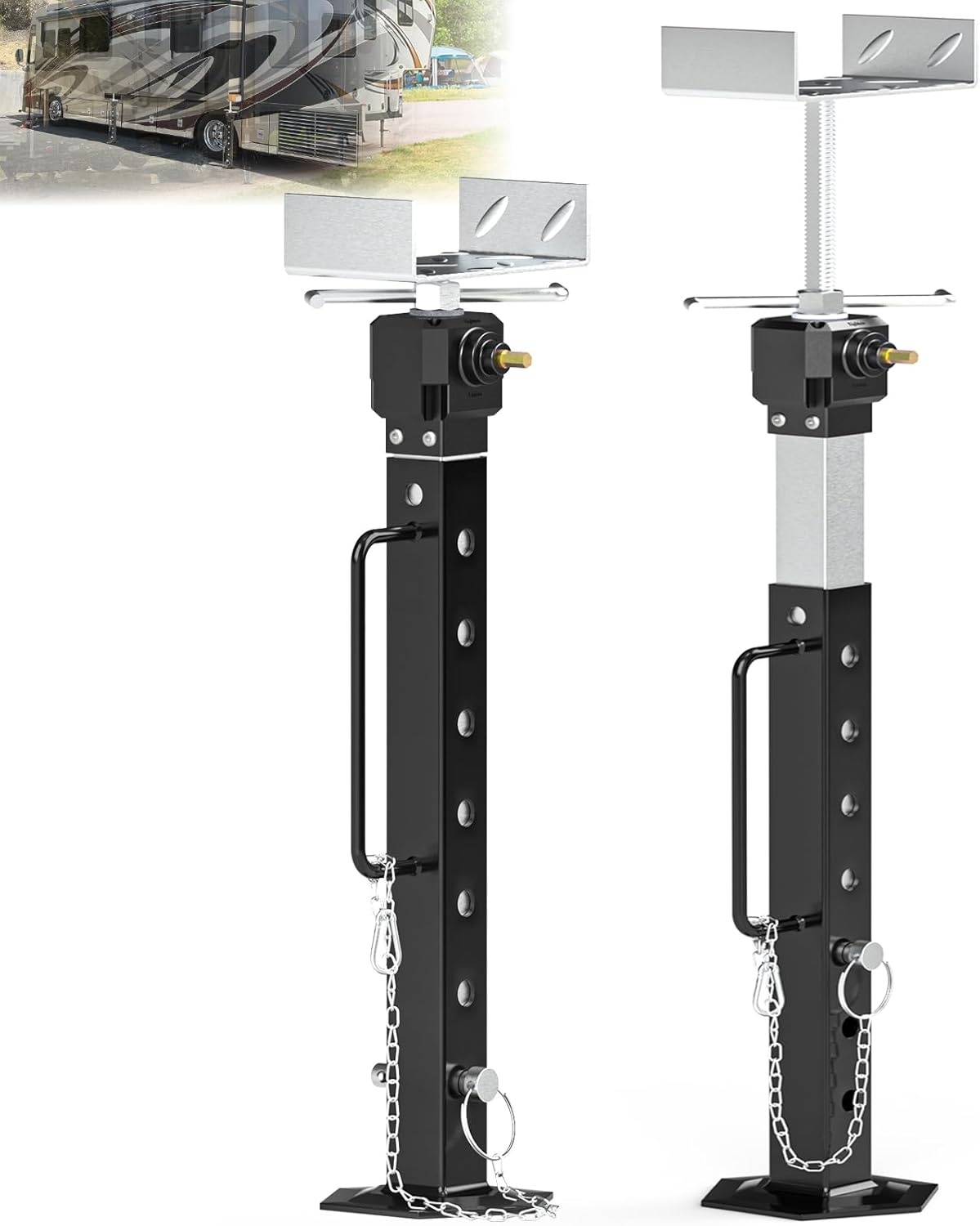 2026 Upgraded RV Slide Out Supports Stabilizer Jacks, [Allow Drill Adjust] 16.7" to 36" Adjustable Camper Support Jacks, Travel Stabilizer Jacks Stand, Supports Up to 5,000 lbs, Aluminum Gear Box