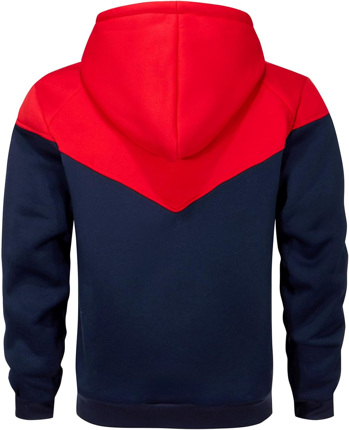 Mens Hoodies Patchwork Pullover Fleece Color Block Long Sleeve Sweatshirts Casual Tops with Pocket - Image 3