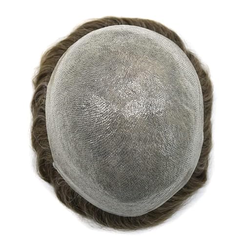 Miniatura 12 de Mens Toupee Real Human Hair Piece 0.06mm Ultra Thin Skin Toupee V-loop Natural Looking Hair Pieces For Men Hair Replacement System8x10-90% light