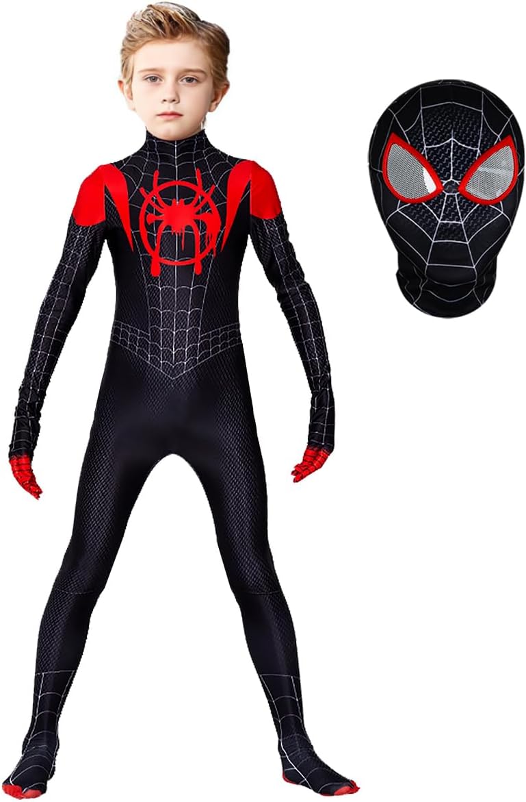 Hewtwerck Superhero Costume for Kids-Halloween Kids Cosplay Bodysuit with Mask