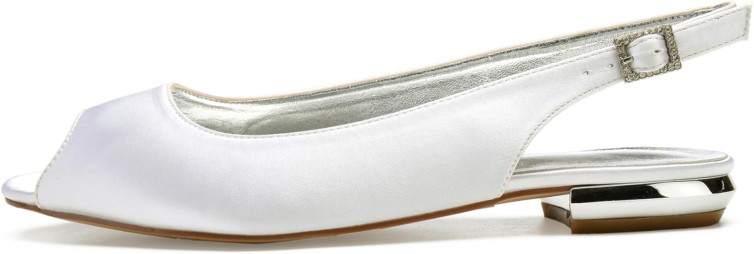 ADMLZQQ Women Wedding Flats Shoes for Bride Satin Pointed Toe Prom Evening Party Dress Flat Shoes