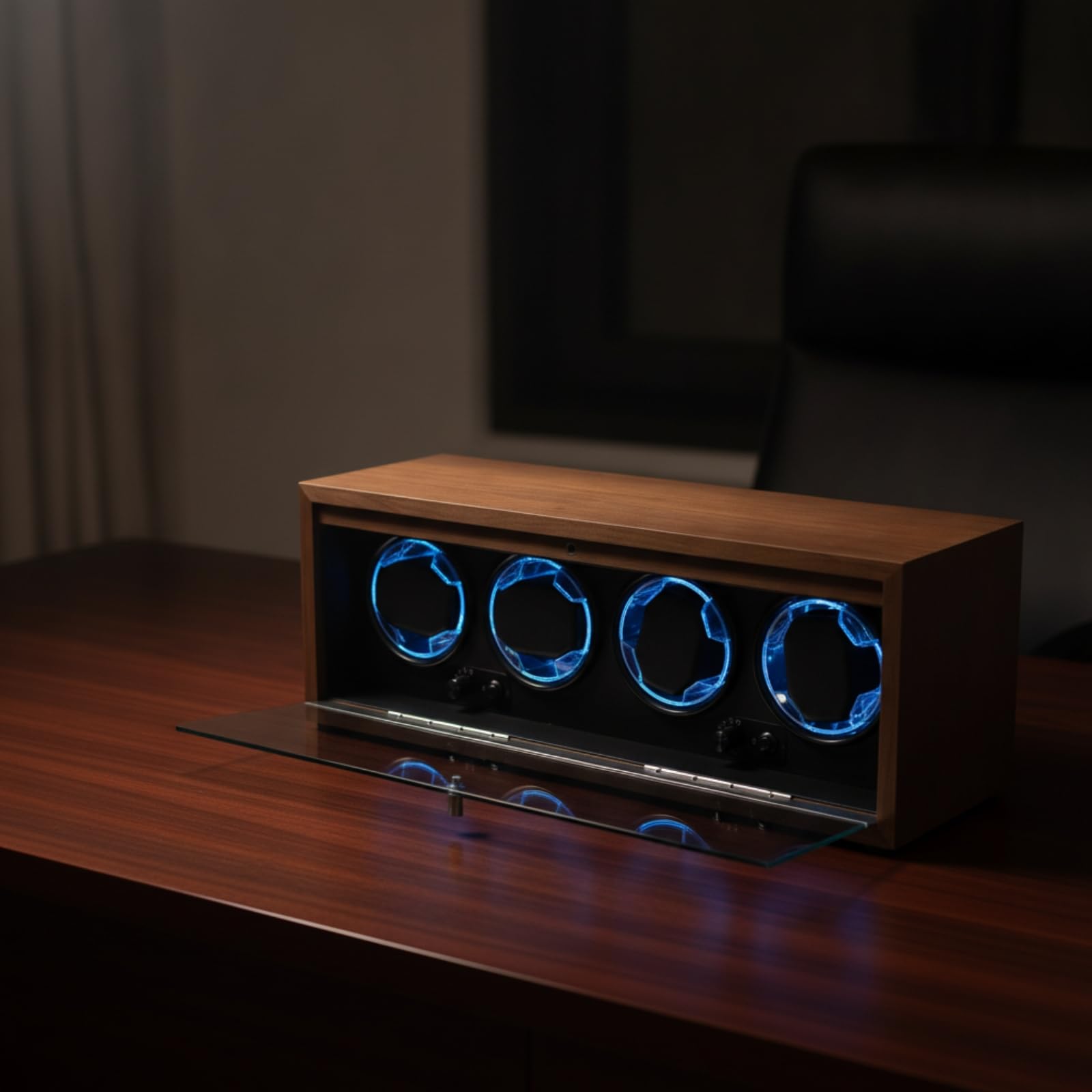 Coffret Remontoir avec Porte En Verre Silencieux Boîte Remontoir avec Fenêtre En Verre Acrylique Motorisé Boîtier pour Bureau
