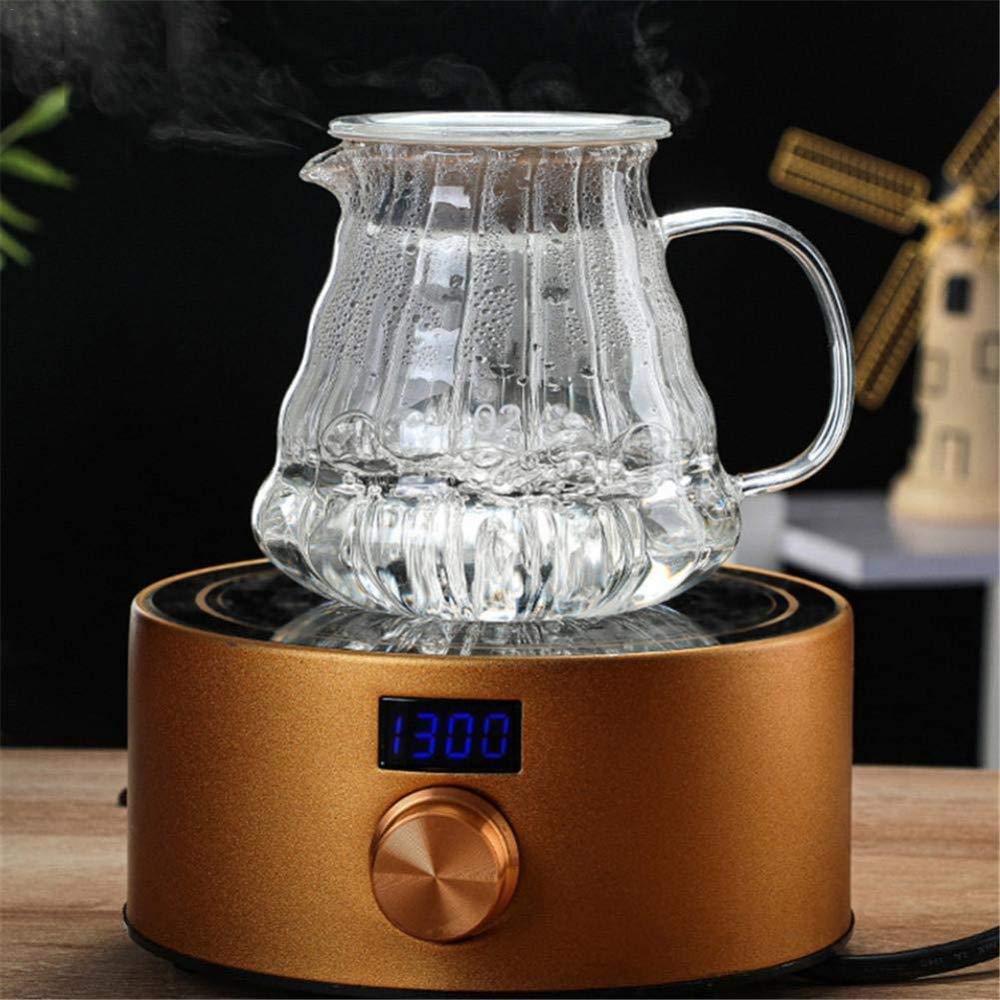 Servidor de café de jarra de vidrio, jarra de té de café de vidrio con tapa de goma cafetera resistente al calor para la oficina en casa-300ML