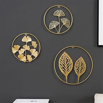 XinCanKun Best To Buy Nordic Ginkgo Leaf Wall Decor Ornament Iron Light Luxury Gold Palm Maple Leaf Wall Hanging Pendant Living Room Home Decoration A