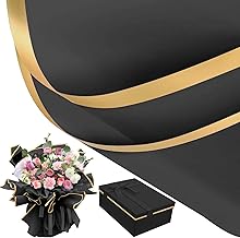 YADOBIG 20 Sheets Florist Paper, Waterproof Flower Wrapping Paper for Gift Wrapping, Flowers, Birthdays (Black, 58 x 58 cm)