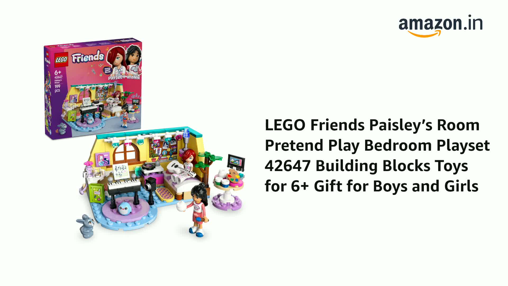 ブレブルの部屋 LEGO Friends Paisley's Room Pretend Play Bedroom Playset 42647
