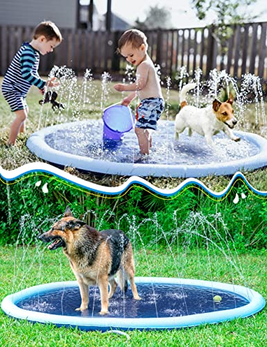 Kids Dog Splash Pad Sprinkler - Jasonwell Non Slip Dog Sprinkler Pad Splash Pool Puppy Dogs Pool Summer Outdoor Water Toys Backyard Durable Splash Pad for Toddlers Kids Small Medium Large Dogs Pet - Image 3